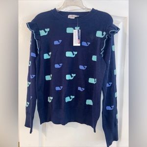 Vineyard Vines Allover Whale Ruffle Sweater